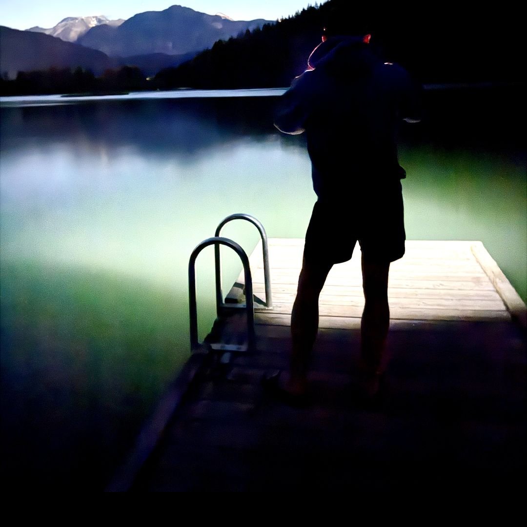 Night dock on a glowing lake — Driving Into the Next Chapter
